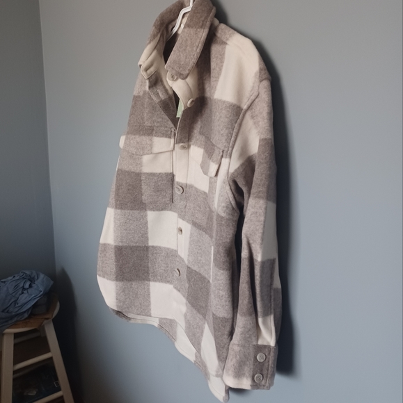 🆕️NWT H&M Oversized Shacket in 'Dark Beige/Checked', Size Medium - Picture 15 of 16